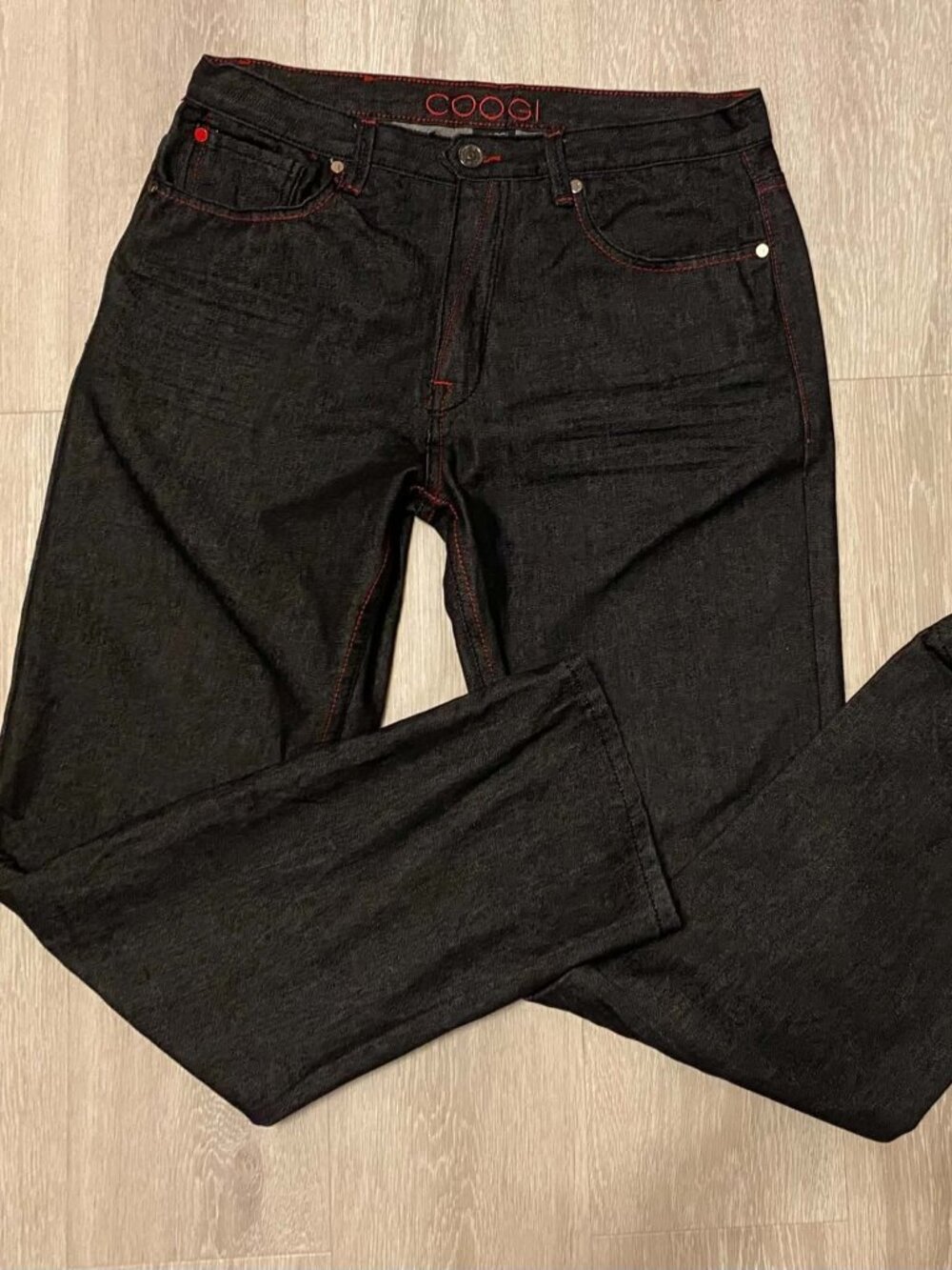 Vintage COOGI Heritage Black Denim Jeans - Red Contrast Stitching (34x32)